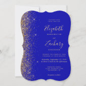 Moderne Royal Blue Gold Glitter Bracket Wedding Kaart (Voorkant)