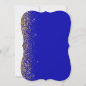 Moderne Royal Blue Gold Glitter Bracket Wedding Kaart (Achterkant)