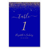 Moderne Royal Blue Goud Glitter Edge Bruiloft Kaart (Achterkant)