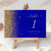 Moderne Royal Blue Goud Glitter Edge Bruiloft Kaart