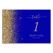 Moderne Royal Blue Goud Glitter Edge Bruiloft Kaart (Achterkant)