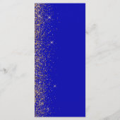 Moderne Royal Blue Goud Glitter Edge Bruiloft Menu (Achterkant)