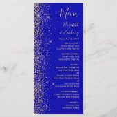 Moderne Royal Blue Goud Glitter Edge Bruiloft Menu (Voorkant)