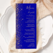 Moderne Royal Blue Goud Glitter Edge Bruiloft Menu