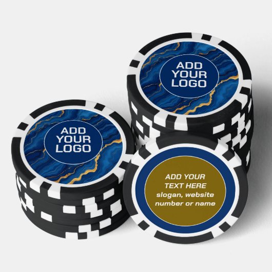 Moderne Royal Blue Goud Marmer Collectie Poker Chips (Opstapeling)