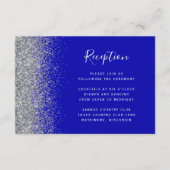 Moderne Royal Blue Silver Glitter bruiloft recepti Informatiekaartje (Voorkant)