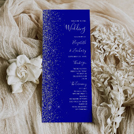 Moderne Royal Blue Zilveren Glitter Edge Bruiloft