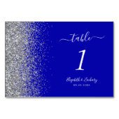 Moderne Royal Blue Zilveren Glitter Edge Bruiloft Kaart (Voorkant)