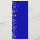 Moderne Royal Blue Zilveren Glitter Edge Bruiloft Menu (Achterkant)