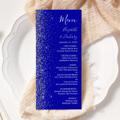 Moderne Royal Blue Zilveren Glitter Edge Bruiloft Menu