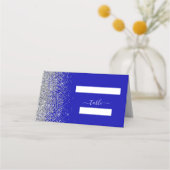 Moderne Royal Blue Zilveren Glitter Edge Bruiloft Plaatskaartje (Voorkant)