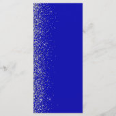 Moderne Royal Blue Zilveren Glitter Rand Trouw Menu (Achterkant)