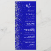 Moderne Royal Blue Zilveren Glitter Rand Trouw Menu (Voorkant)