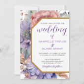 Moderne Royal Paarse bloemige geometrische boho br Kaart (Voorkant)