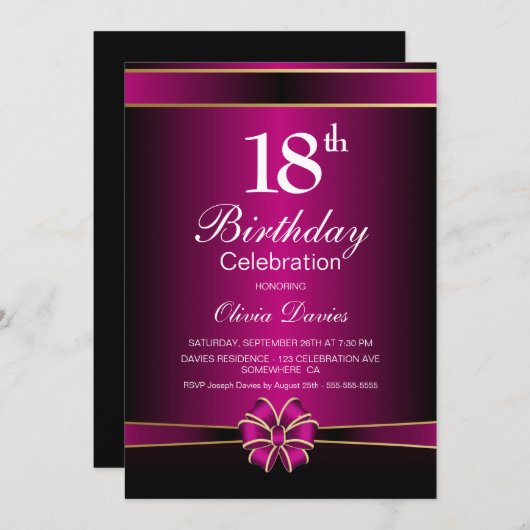 Moderne roze 18e verjaardag kaart (Voorkant / Achterkant)