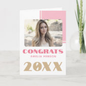 Moderne roze 2023-congraten Afstuderen Foto Kaart (Voorkant)