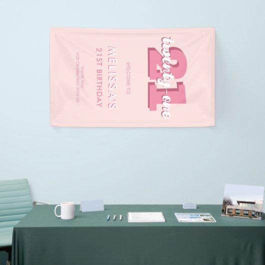 Moderne roze 21ste verjaardag spandoek (Beurs)
