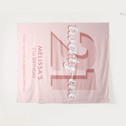 Moderne roze 21ste verjaardag wandkleed (Voorkant (horizontaal))