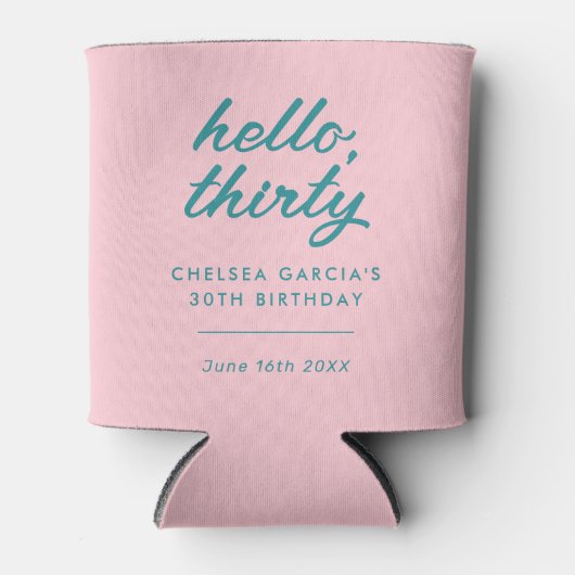 Moderne roze 30e verjaardag blikjeskoeler (Voorkant)