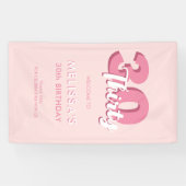 Moderne roze 30e verjaardag spandoek (Horizontaal)