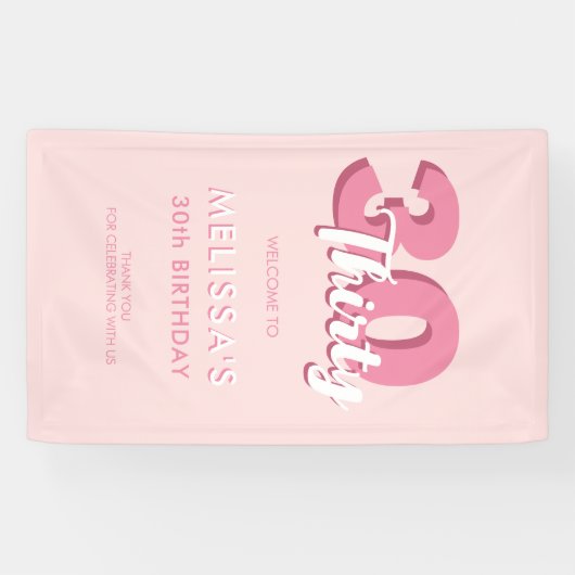 Moderne roze 30e verjaardag spandoek (Horizontaal)