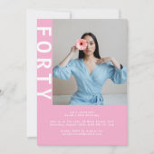 Moderne Roze 40e verjaardag uitnodiging (Voorkant)