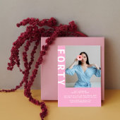 Moderne Roze 40e verjaardag uitnodiging