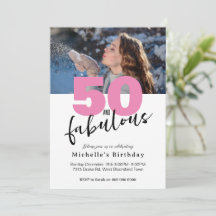 Moderne roze 50 fabulous script 50th Birthday part