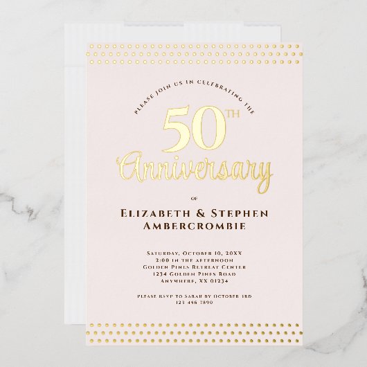 Moderne Roze 50ste Huwelijksverjaardag Folie Uitnodiging (Envelop)