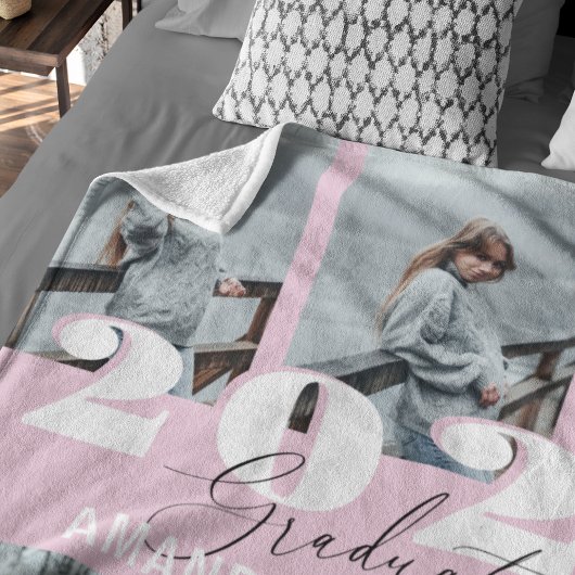Moderne Roze 6 Foto Afstuderen Fleece Deken