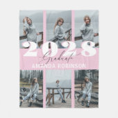 Moderne Roze 6 Foto Afstuderen Fleece Deken (Voorkant)