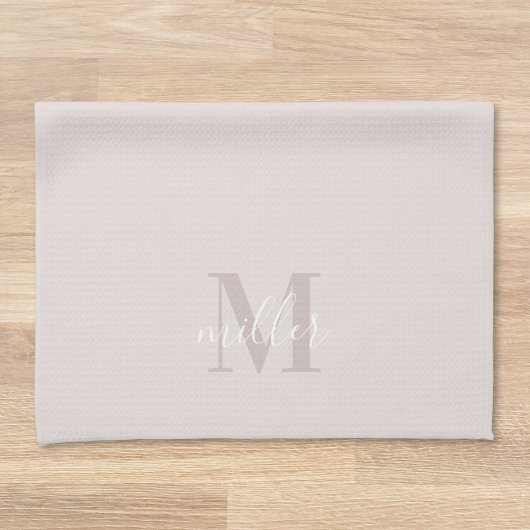 Moderne Roze Aangepaste Familienaam Monogram Theedoek