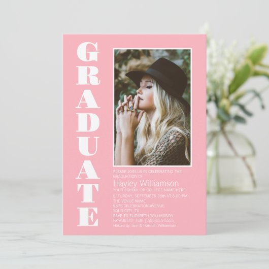 Moderne roze aangepaste fotograafpartij kaart (Staand voorkant)