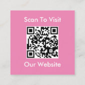 Moderne Roze Aangepaste Logo en QR Code Vierkante  Vierkante Visitekaartje (Achterkant)