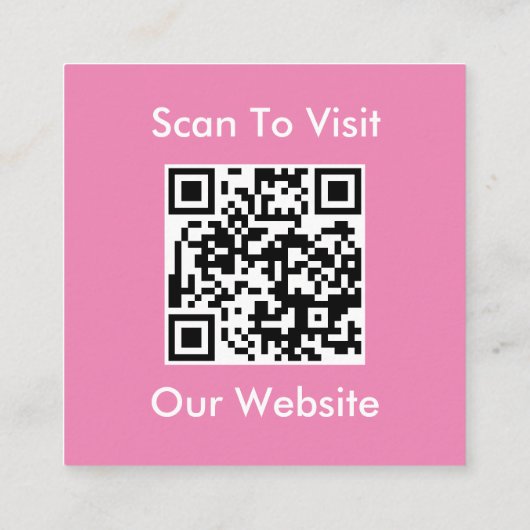 Moderne Roze Aangepaste Logo en QR Code Vierkante  Vierkante Visitekaartje (Achterkant)