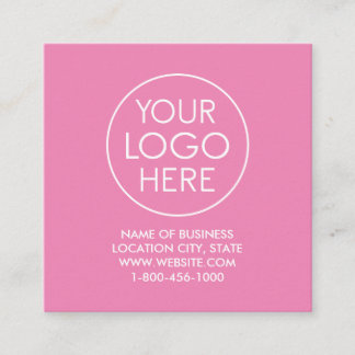 Moderne Roze Aangepaste Logo en QR Code Vierkante Visitekaartje