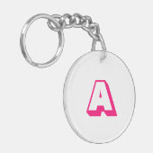 Moderne, roze, aangepaste monogram initiaal sleutelhanger (Voorkant Links)