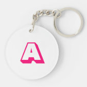Moderne, roze, aangepaste monogram initiaal sleutelhanger (Achterkant)