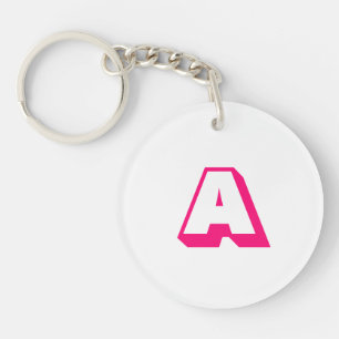 Moderne, roze, aangepaste monogram initiaal sleutelhanger