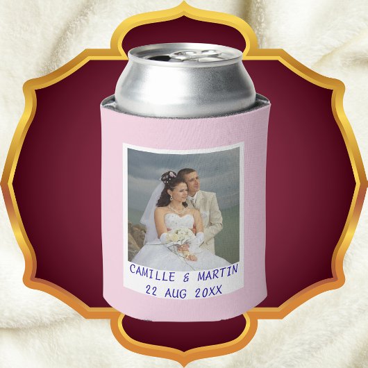 Moderne Roze Aangepaste Trouwfoto Persoonlijk Blikjeskoeler