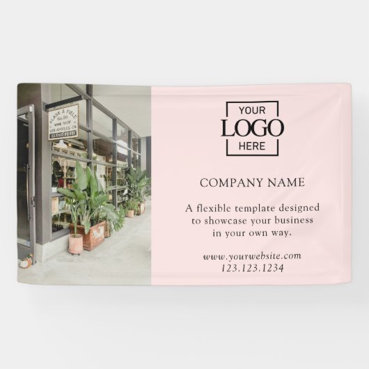Moderne Roze Aangepaste Zakelijke Logo Professione Spandoek (Horizontaal)