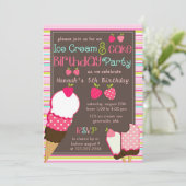 Moderne roze aardbeien en ijskreeft kaart (Staand voorkant)