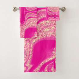Moderne, roze, abstract marmer patroon bad handdoek