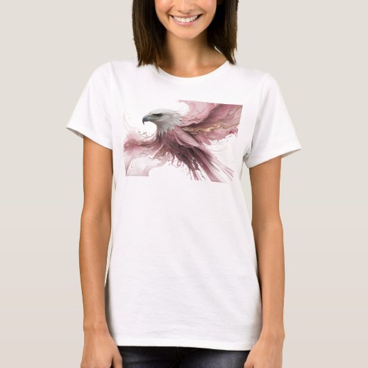 Moderne Roze Abstracte Adelaar Trendy T-shirt (Voorkant)