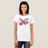 Moderne Roze Abstracte Bladeren Kunst Compositie T-shirt (Voorkant volledig)