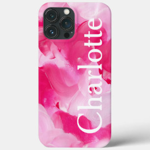 Moderne Roze Abstracte Borstellijn Aangepaste naam Case-Mate iPhone Case