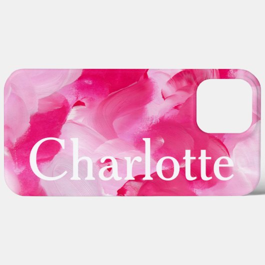 Moderne Roze Abstracte Borstellijn Aangepaste naam Case-Mate iPhone Case (Achterkant (horizontaal))