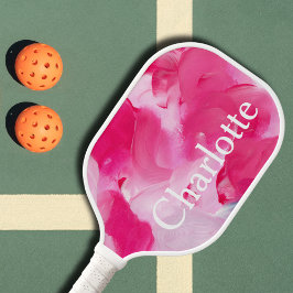 Moderne Roze Abstracte Borstellijn Aangepaste naam Pickleball Paddle