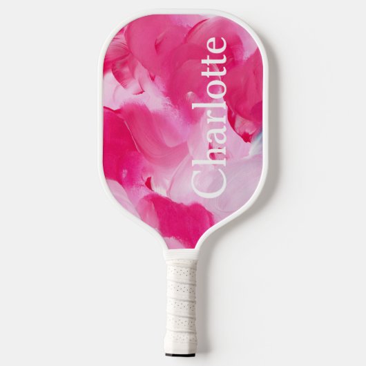 Moderne Roze Abstracte Borstellijn Aangepaste naam Pickleball Paddle (Achterkant)