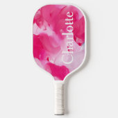 Moderne Roze Abstracte Borstellijn Aangepaste naam Pickleball Paddle (Voorkant)